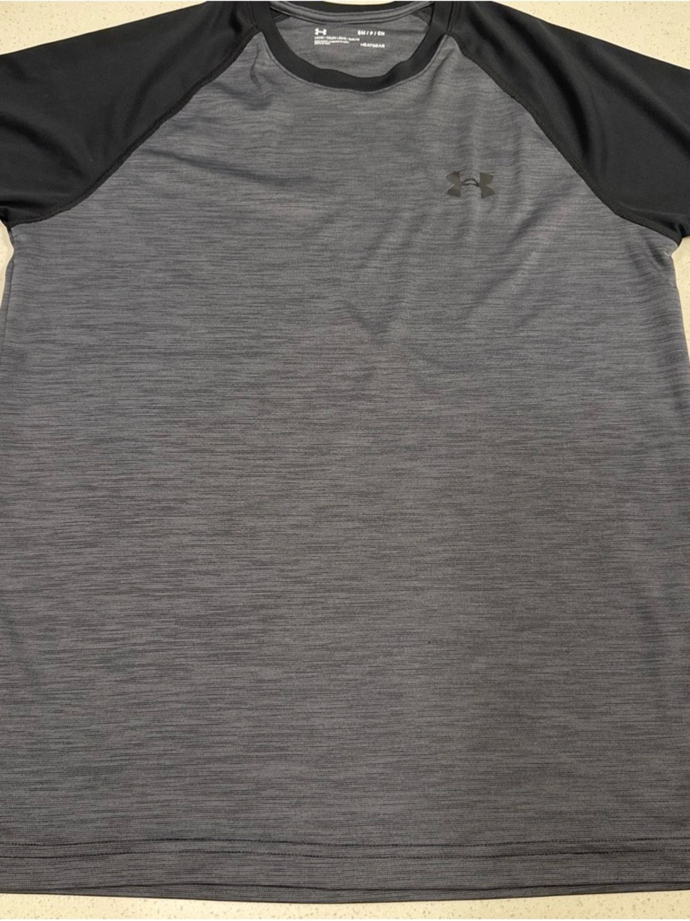 Under Armour Gray Heather Performance Tee with Black Raglan Sleeves
